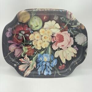 Vintage Worcester Ware Decorative Metal‎ Serving Tray Floral Fruit Design MCM